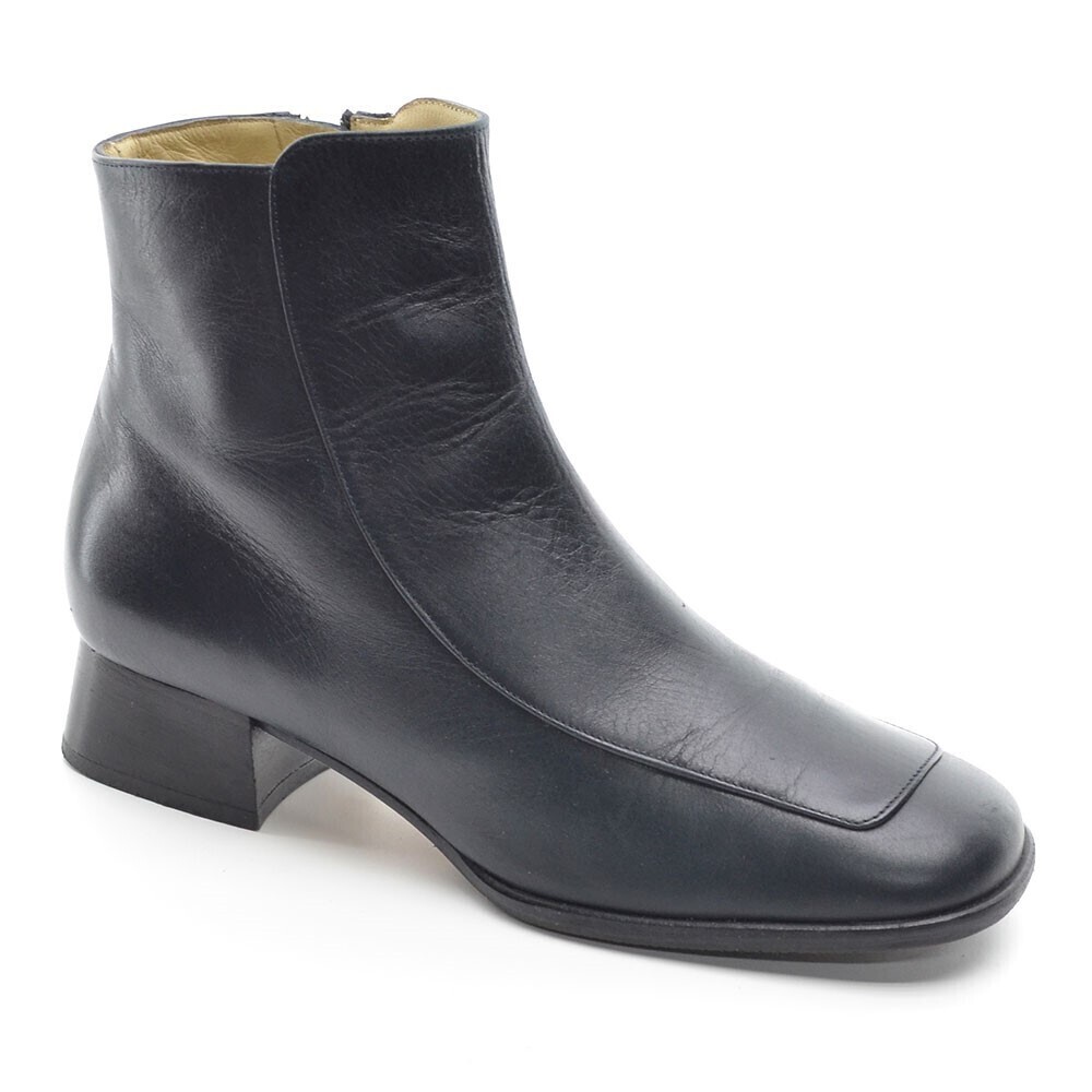 Bally Falstone Blue LeatheRound Toe Zip Boots 5.5 M